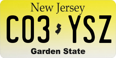 NJ license plate C03YSZ