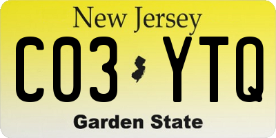 NJ license plate C03YTQ