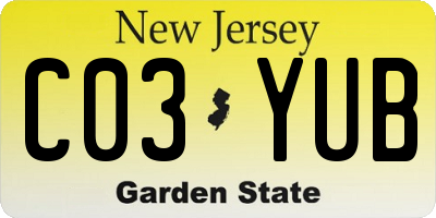 NJ license plate C03YUB