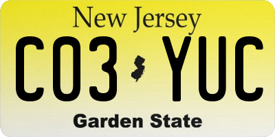 NJ license plate C03YUC