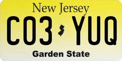 NJ license plate C03YUQ