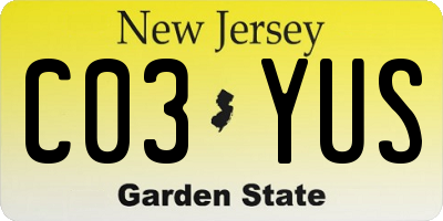NJ license plate C03YUS