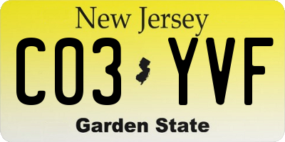 NJ license plate C03YVF