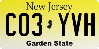 NJ license plate C03YVH