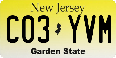 NJ license plate C03YVM