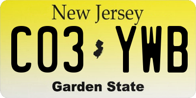NJ license plate C03YWB