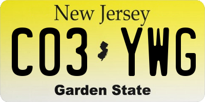 NJ license plate C03YWG