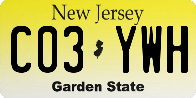 NJ license plate C03YWH