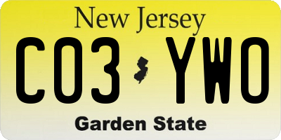 NJ license plate C03YWO