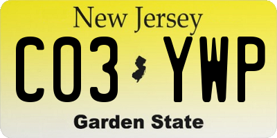 NJ license plate C03YWP