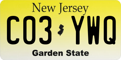 NJ license plate C03YWQ