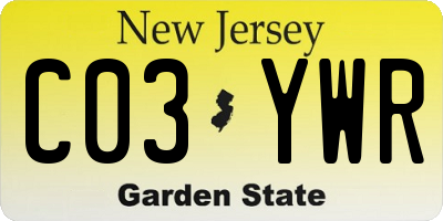 NJ license plate C03YWR