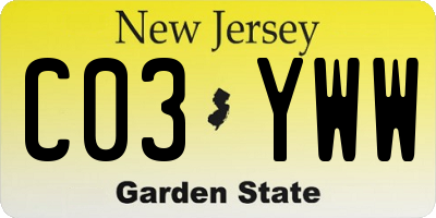 NJ license plate C03YWW