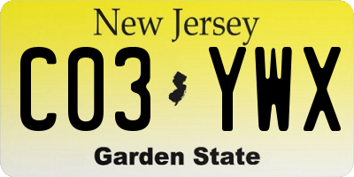 NJ license plate C03YWX