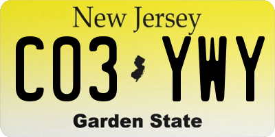 NJ license plate C03YWY