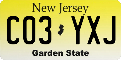 NJ license plate C03YXJ