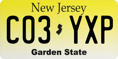 NJ license plate C03YXP