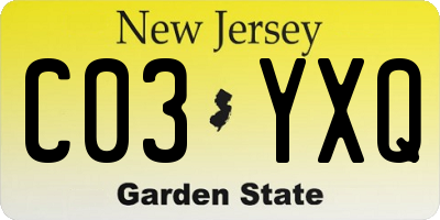 NJ license plate C03YXQ
