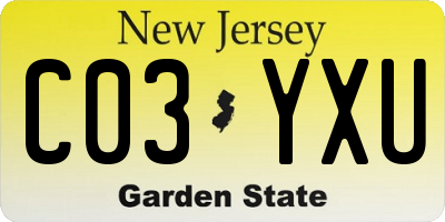 NJ license plate C03YXU