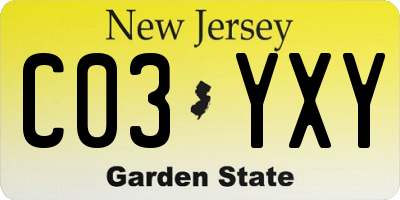 NJ license plate C03YXY