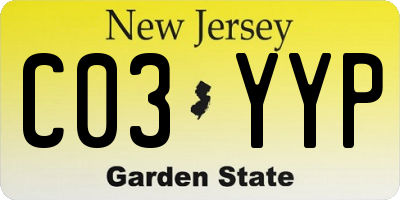 NJ license plate C03YYP