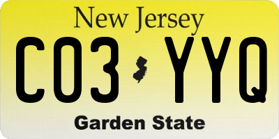 NJ license plate C03YYQ