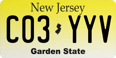 NJ license plate C03YYV