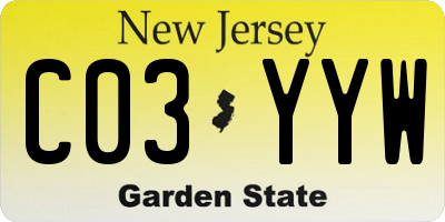 NJ license plate C03YYW