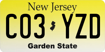 NJ license plate C03YZD