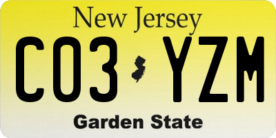 NJ license plate C03YZM