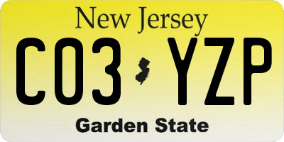 NJ license plate C03YZP