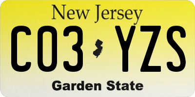 NJ license plate C03YZS