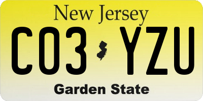NJ license plate C03YZU