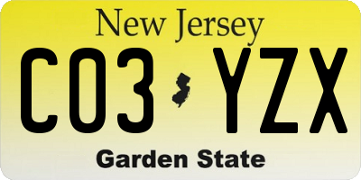 NJ license plate C03YZX