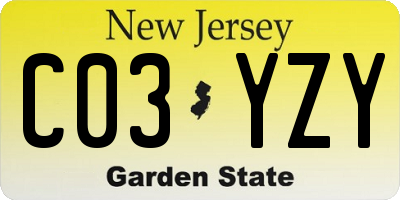 NJ license plate C03YZY