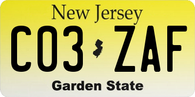 NJ license plate C03ZAF