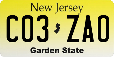 NJ license plate C03ZAO