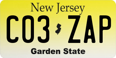 NJ license plate C03ZAP