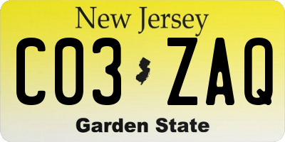 NJ license plate C03ZAQ