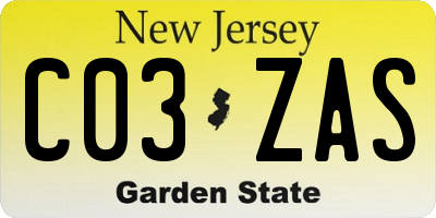 NJ license plate C03ZAS