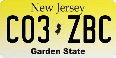 NJ license plate C03ZBC