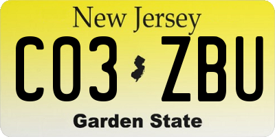 NJ license plate C03ZBU