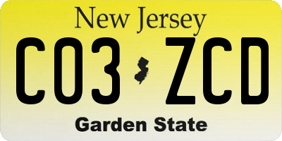 NJ license plate C03ZCD