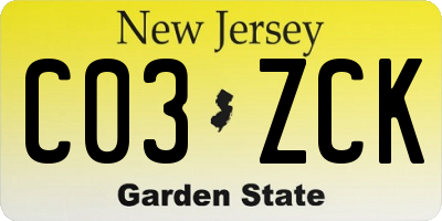 NJ license plate C03ZCK