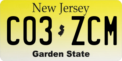 NJ license plate C03ZCM