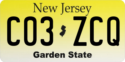 NJ license plate C03ZCQ
