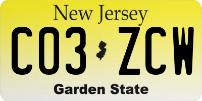 NJ license plate C03ZCW