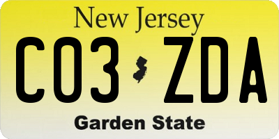 NJ license plate C03ZDA