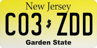 NJ license plate C03ZDD