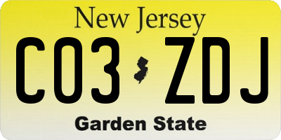 NJ license plate C03ZDJ
